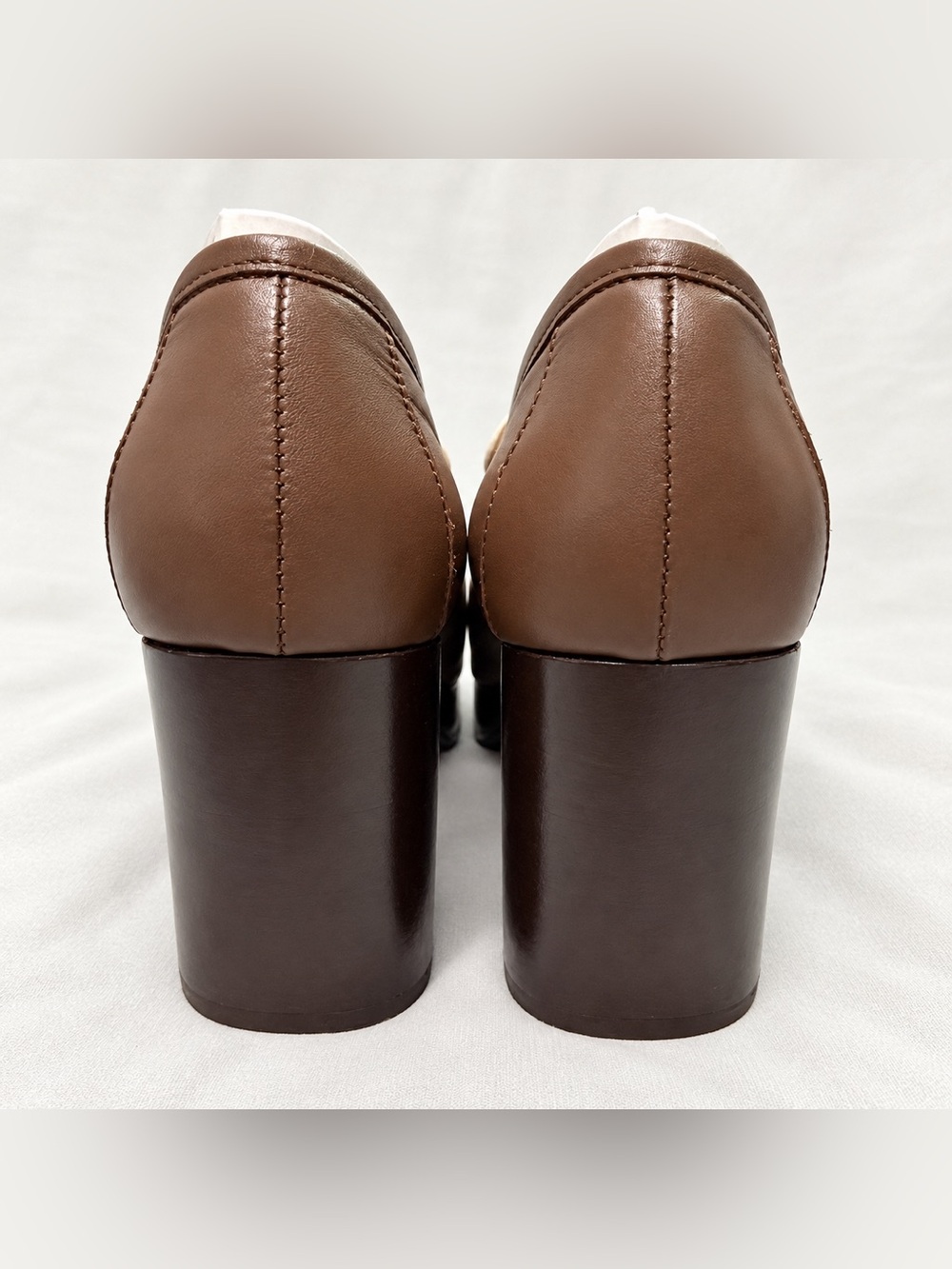 Sezane Jessie Loafers Platform Block Heel Brown Cream Leather Size 11 / 42 - Picture 8 of 14